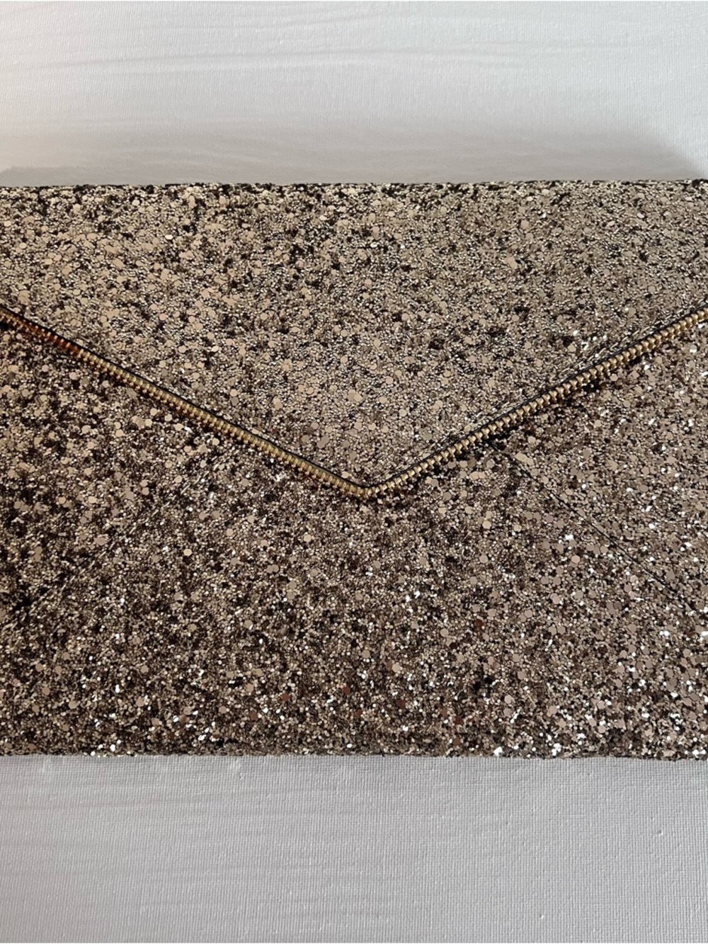 Rebecca Minkoff Sleek Gold Glitter Metallic Envelope Clutch Evening Bag NWT - Picture 7 of 11